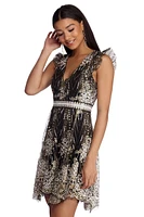 Jaelyn Formal Open Back Glitter Dress