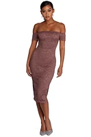 Leslie High Slit Midi Lace Dress