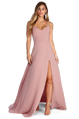 Bethany Formal High Slit Chiffon Dress