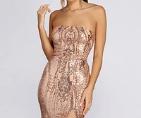 Ines Strapless Sequin Slit Gown