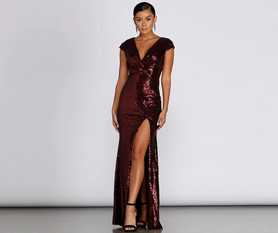 Darby Sequin Cap Sleeve Gown