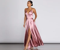 Ellie Formal Satin High Slit Dress