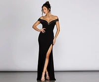 Monet Off Shoulder Evening Gown