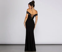 Monet Off Shoulder Evening Gown