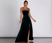 Alycia Velvet Lace-Up Gown