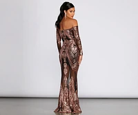 Leona Formal Long Sleeve Sequin Dress