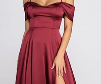 Kara Satin Off Shoulder Formal Gown