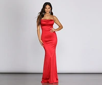 Simone Satin Cowl Neck Gown