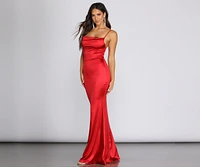 Simone Satin Cowl Neck Gown