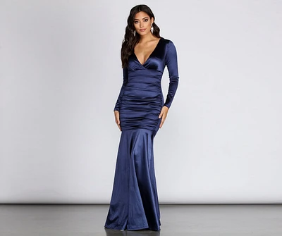 Katherine Formal Satin Ruched Dress