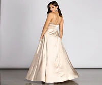 Kristen Satin A-Line Evening Gown
