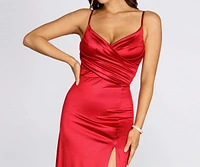 Amelia Formal High Slit Satin Dress