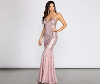 Amelia Formal Sequin Scroll Dress