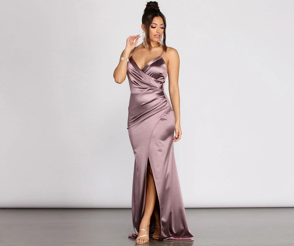 Julina Wrap Satin Dress