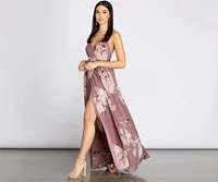 Elisa Floral Chiffon Cross Back A-Line Dress