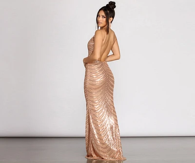 Kim Formal Draped Sequin Dress
