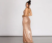 Kim Formal Draped Sequin Dress