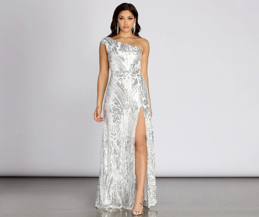 Melinda One Shoulder Sequin Dress