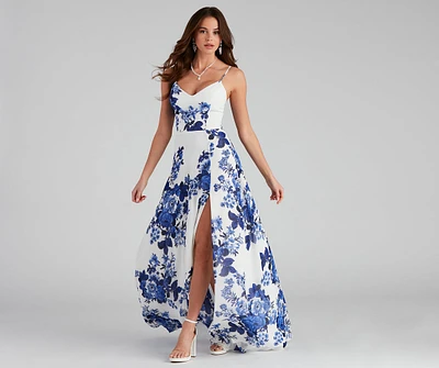 Kiana Floral Chiffon A-Line Dress