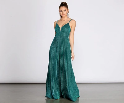 Aida Glitter Shine Pleated A-Line Dress