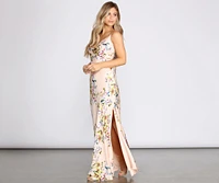 Elane Floral Satin Slip Gown