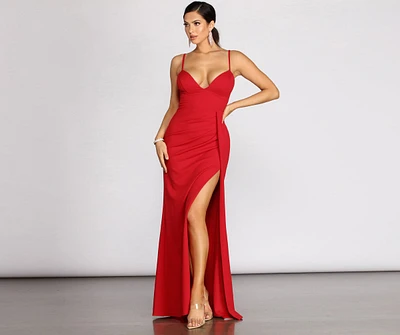 Emmy Crepe Ruched Wrap Dress