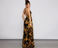 Aubrielle Formal Floral Chiffon A-Line Dress