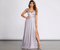 Kerry Glitter Lace Up Back A Line Dress