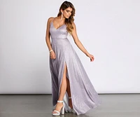 Kerry Glitter Lace Up Back A Line Dress