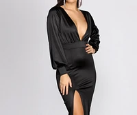 Sophia Puff Sleeve Satin Dress