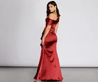 Jane Satin Off Shoulder Dress