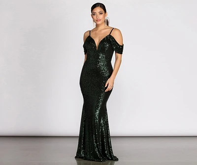 Jillian Deep V Sequin Dress