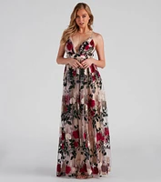 Charena Formal Embroidered Floral Tulle Dress