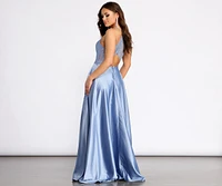 Alexandra Satin Lace Back A-Line Dress