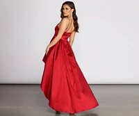 Jewel Scalloped Taffeta High Low Dress