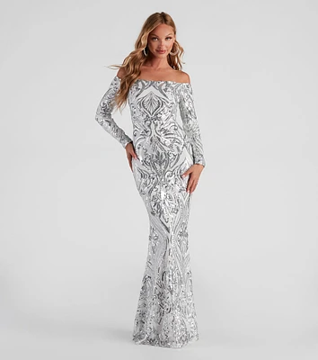 Azalea Formal Sequin Scroll Dress