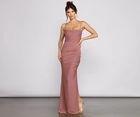 Quinn Ruched High Slit Formal Dress