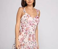 Ava Formal Floral Pleated Dress