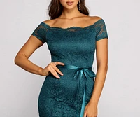 Tia Formal Off The Shoulder Scalloped Lace Dress