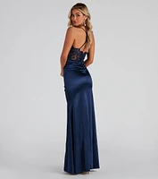 Abigail Ruched Satin Mermaid Dress