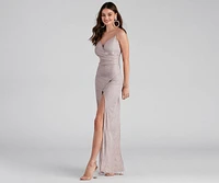 Zenni Formal High Slit Glitter Dress