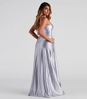 Riley Glitter Satin A-Line Formal Dress