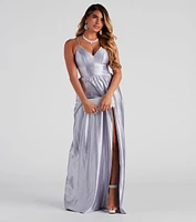 Riley Glitter Satin A-Line Formal Dress