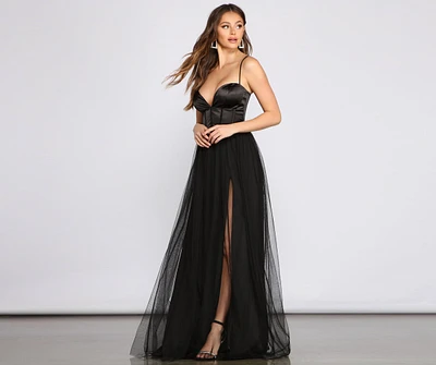 Bria Mesh Tulle Corset Gown