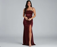 Nemi Formal High Slit Ruched Dress