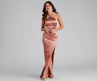 Cameron Halter High Slit Formal Dress