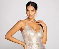 Elena Sequin Open-Back Formal Dress