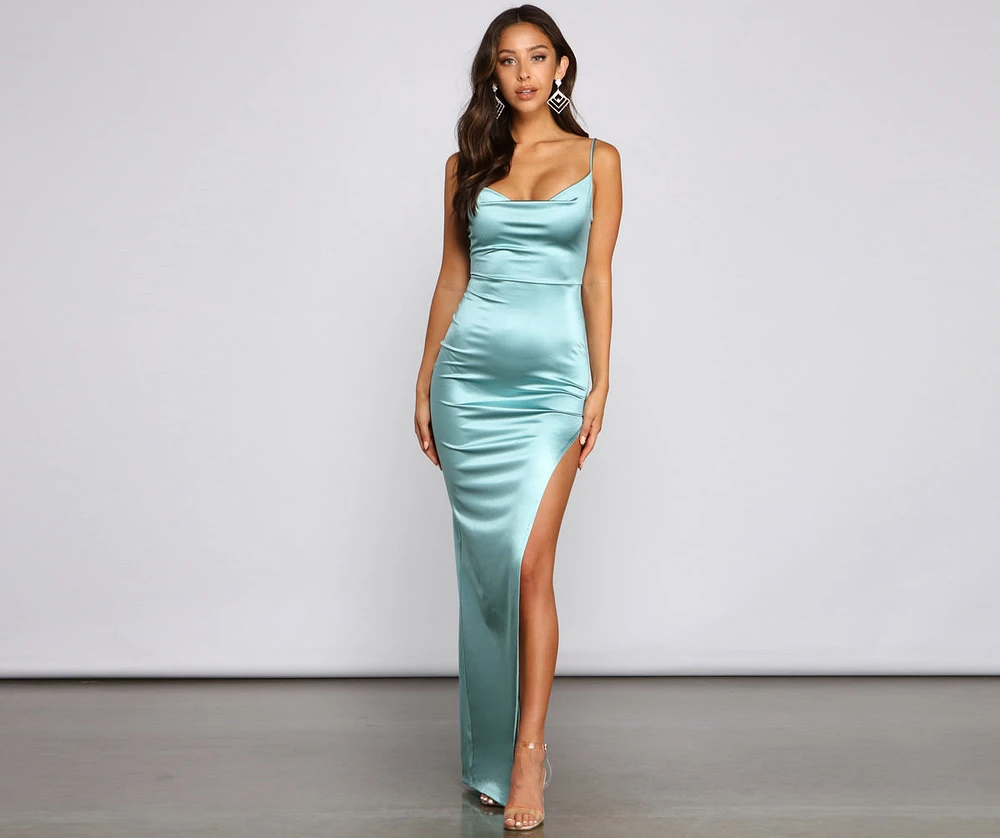 Lolita High Slit Satin Dress