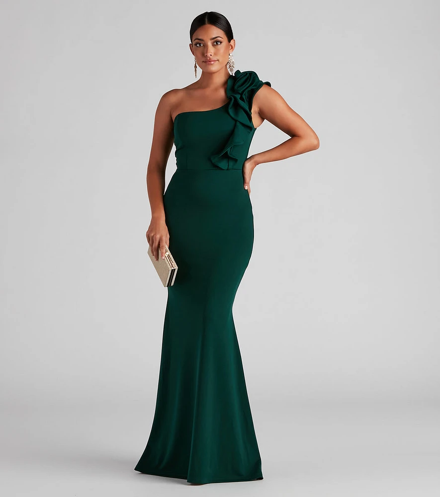 Diana Formal One-Shoulder Ruffle Dress