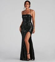 Azalea Formal High Slit Sequin Dress